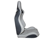 CPA2009RS Cipher Racing Seats Grey Leatherette Carbon Fiber w/ Grey Stitching - Pair