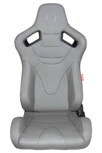 CPA2009RS Cipher Racing Seats Grey Leatherette Carbon Fiber w/ Grey Stitching - Pair