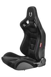 CPA2009 Cipher AR-9 Revo Racing Seats All Black Suede and Fabric w/ Carbon Fiber Polyurethane Backing - Pair — OUT OF STOCK