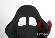 CPA1016 BLACK CLOTH W/ GREY STITCHING CIPHER AUTO RACING SEATS - PAIR