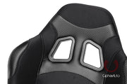 CPA1007 WIDE VERSION/BLACK PREMIUM CLOTH W/ CARBON FABRIC PATCH CIPHER RACING SEATS - PAIR