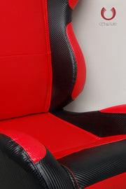 CPA1003CFBKRD FULL CARBON FIBER PU CIPHER AUTO RACING SEATS IN BLACK AND RED – PAIR