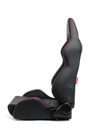 CPA2008PBK-R CIPHER AR-8 REVO RACING SEATS ALL BLACK LEATHERETTE W/ RED OUTER STITCHING - PAIR (NEW!)