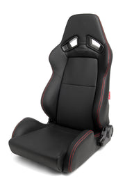 CPA2008PBK-R CIPHER AR-8 REVO RACING SEATS ALL BLACK LEATHERETTE W/ RED OUTER STITCHING - PAIR (NEW!)