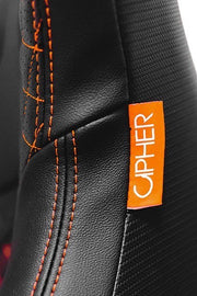 CPA2009RS AR-9 Revo Racing Seats Black Leatherette Carbon Fiber with Orange Diamond Stitching - Pair