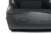 CPA3004 BLACK LEATHERETTE W/ FABRIC INSERT CIPHER AUTO UNIVERSAL FIXED BACK SUSPENSION SEAT - SINGLE