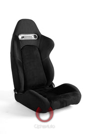 CPA1019 BLACK CLOTH W/ MICROSUEDE INSERT & GREY STITCHING CIPHER AUTO RACING SEATS - PAIR