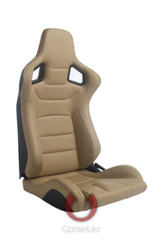 CPA2001PCFBG CIPHER EURO RACING SEATS TAN LEATHERETTE CARBON FIBER - PAIR