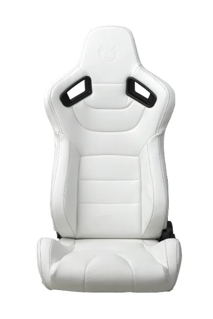 CPA2009 Cipher Racing Seats Eggshell White Leatherette Carbon Fiber w/ Black Stitching - Pair ----OUT OF STOCK